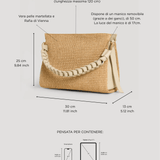 Braid Tasche aus Leder und Rafia Creme