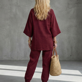 Georgiana | V-Ausschnitt Tunika mit Gathered Hose Set