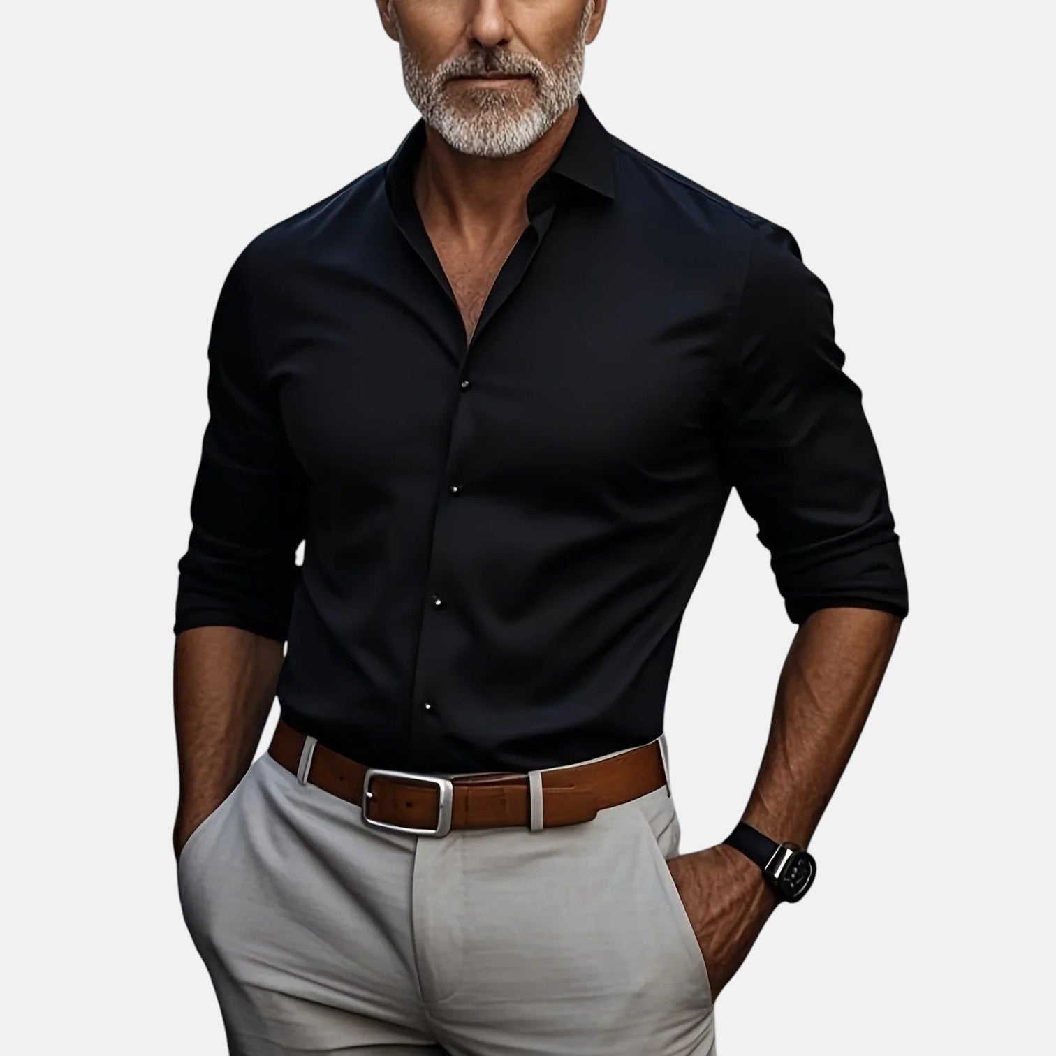 Herren Slim Fit Business Hemd mit Knitterfrei