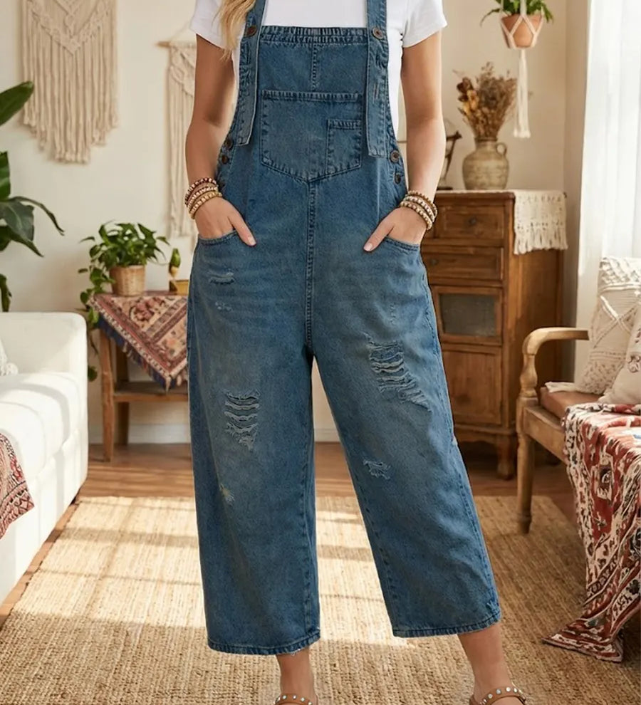 Aurevia™ | Latzhose aus Denim mit Vintage-Look