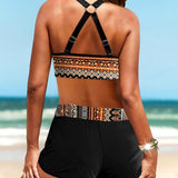 Maryan | Bikini mit Geometrischem Muster und Hohem Elastischen Bund