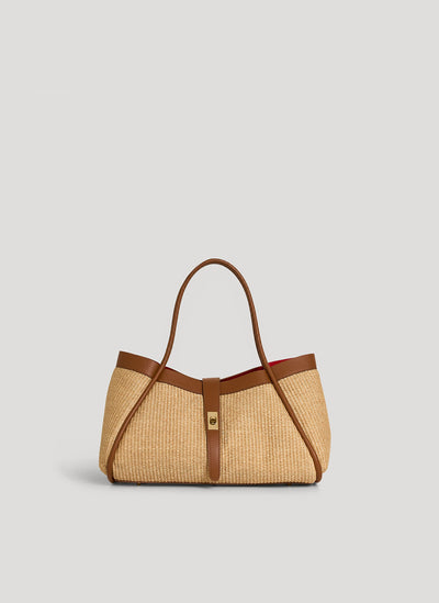 Mayfair Media Tasche aus Leder und Rafia