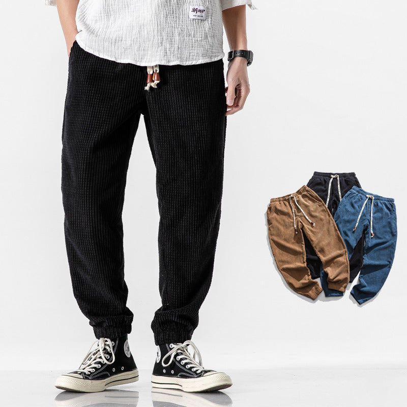 Herren Cordhose Jogger – Lockerer Schnitt, Kordelzugbund