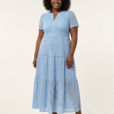 Brielle | V-Ausschnitt Kurzarm Schichtkleid Midi