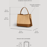 Handtasche Kendy aus Leder und Rafia Cuoio