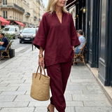 Georgiana | V-Ausschnitt Tunika mit Gathered Hose Set