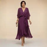 Fließendes Midikleid mit V-Ausschnitt