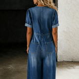 Soleil Denim Jumpsuit mit weitem Bein