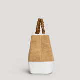 Borsa Bamboo Babe aus weißem Leder und Rafia
