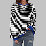 Gestreiftes Langarm-Sweatshirt mit Rundhalsausschnitt