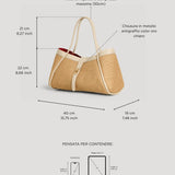 Mayfair Media Tasche aus Leder und Raphia Creme