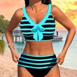 Hochtaillierter gestreifter Bikini