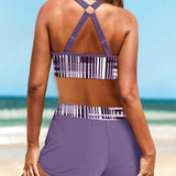 Janette | Hochtailliertes Ripp-Bikini-Set
