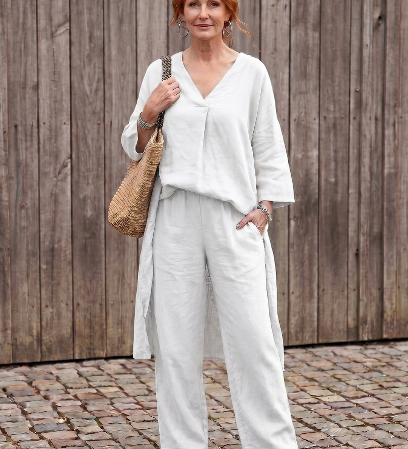 Onyx | Lockeres Tunika-Oberteil mit weitem Hosen-Set