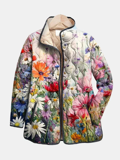Kaia | Charmante Vintage Blumenmuster Steppjacke