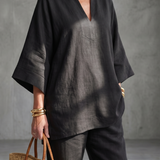 Georgiana | V-Ausschnitt Tunika mit Gathered Hose Set