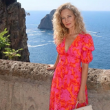 Willow | Florales V-Ausschnitt Midi-Kleid mit Puffärmeln