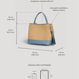 Borsa Kendy aus Leder und Rafia Denim