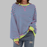 Gestreiftes Langarm-Sweatshirt mit Rundhalsausschnitt