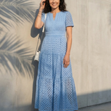 Brielle | V-Ausschnitt Kurzarm Schichtkleid Midi