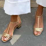 Allegra | Elegante Goldsandalen für den Alltag
