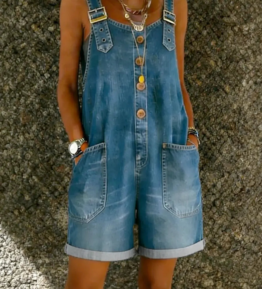 Zoe™ | Kurzer Denim-Overall mit Trägern