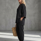 Georgiana | V-Ausschnitt Tunika mit Gathered Hose Set