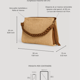 Braid Tasche aus Leder und Rafia in Cognac