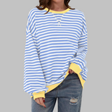 Gestreiftes Langarm-Sweatshirt mit Rundhalsausschnitt