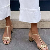 Allegra | Elegante Goldsandalen für den Alltag