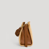 Braid Tasche aus Leder und Rafia in Cognac