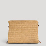Braid Tasche aus Leder und Rafia in Cognac