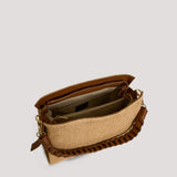 Braid Tasche aus Leder und Rafia in Cognac