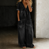 Soleil Denim Jumpsuit mit weitem Bein