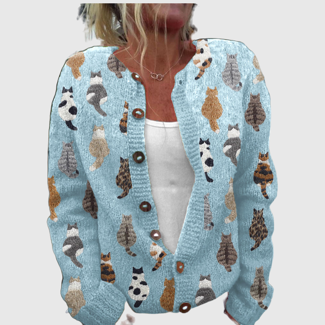 Charlotte™ | Cardigan mit Katzen-Print