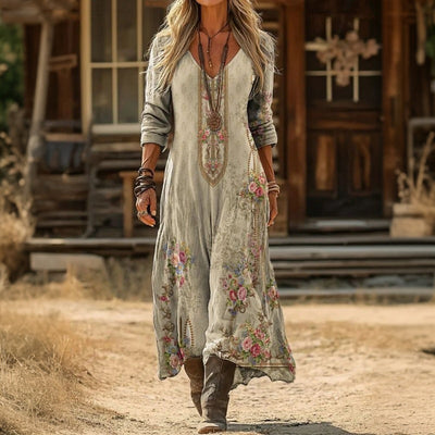 Isla - Vintage-inspiriertes langärmliges Freizeitkleid