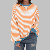 Gestreiftes Langarm-Sweatshirt mit Rundhalsausschnitt