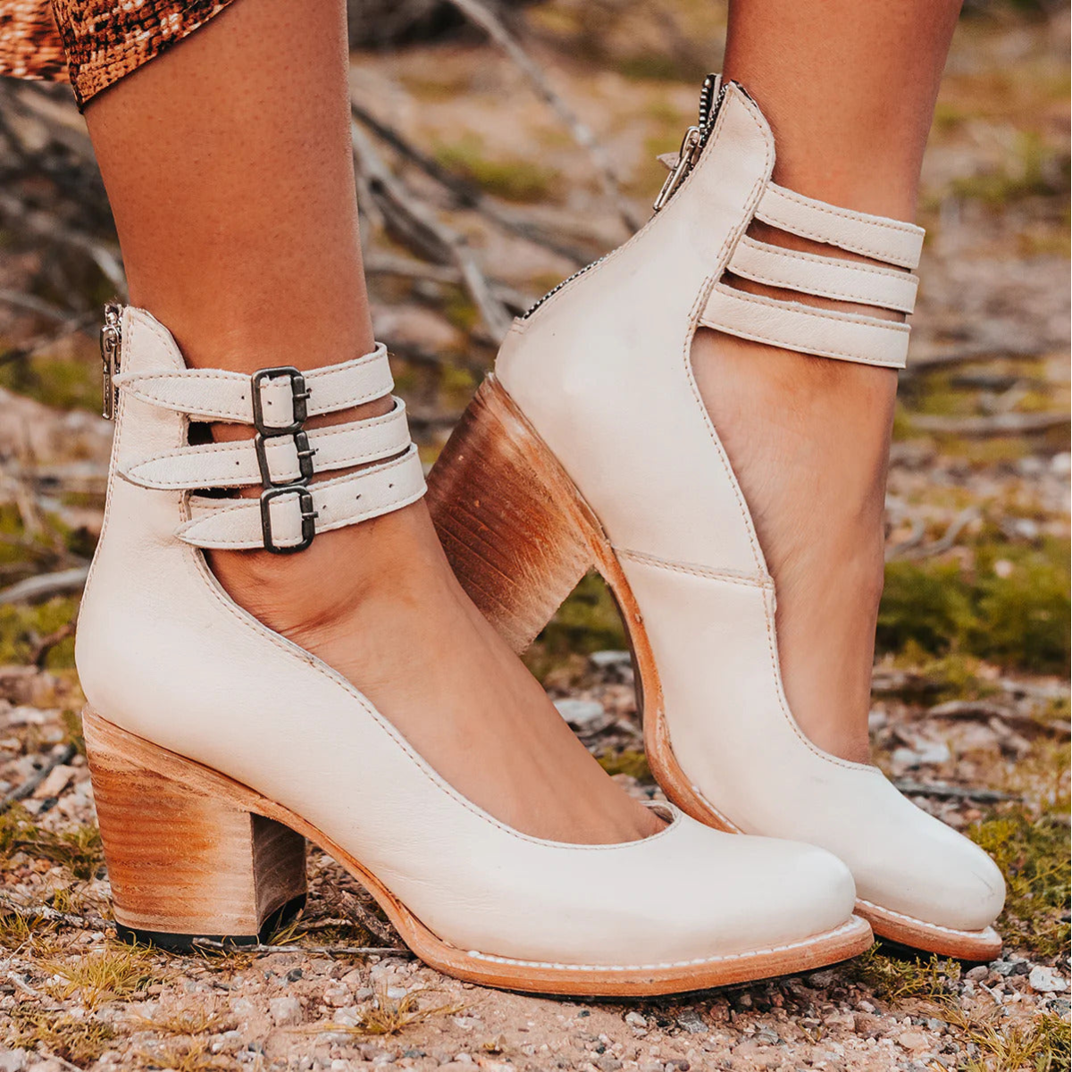 Sienna Triple-Buckle Leder Absatz
