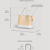 Borsa Kendy aus Leder und Rafia Chevron Limited Edition Weiß