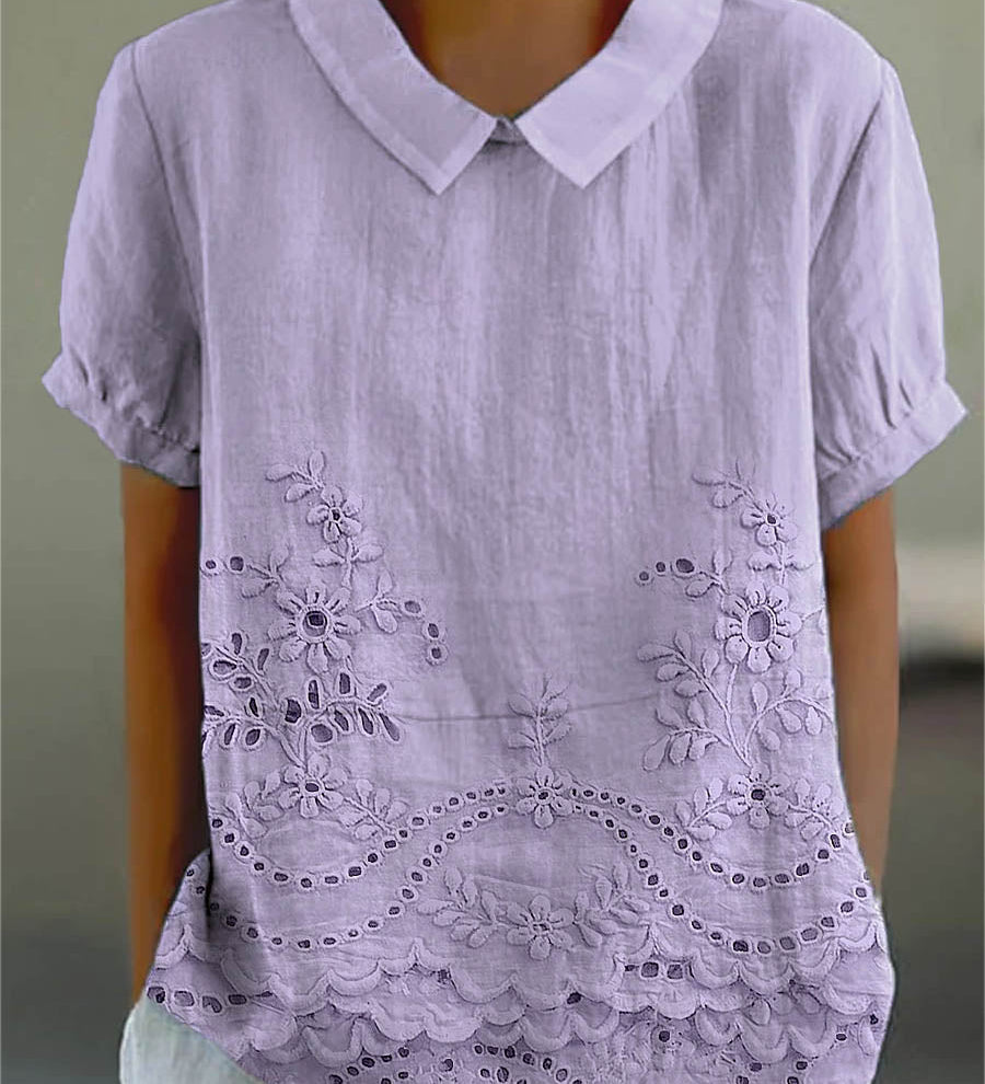 Lily | Floral Besticktes Hemd