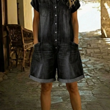 Elvora™ | Jeans-Overall mit Kragen und kurzen Ärmeln