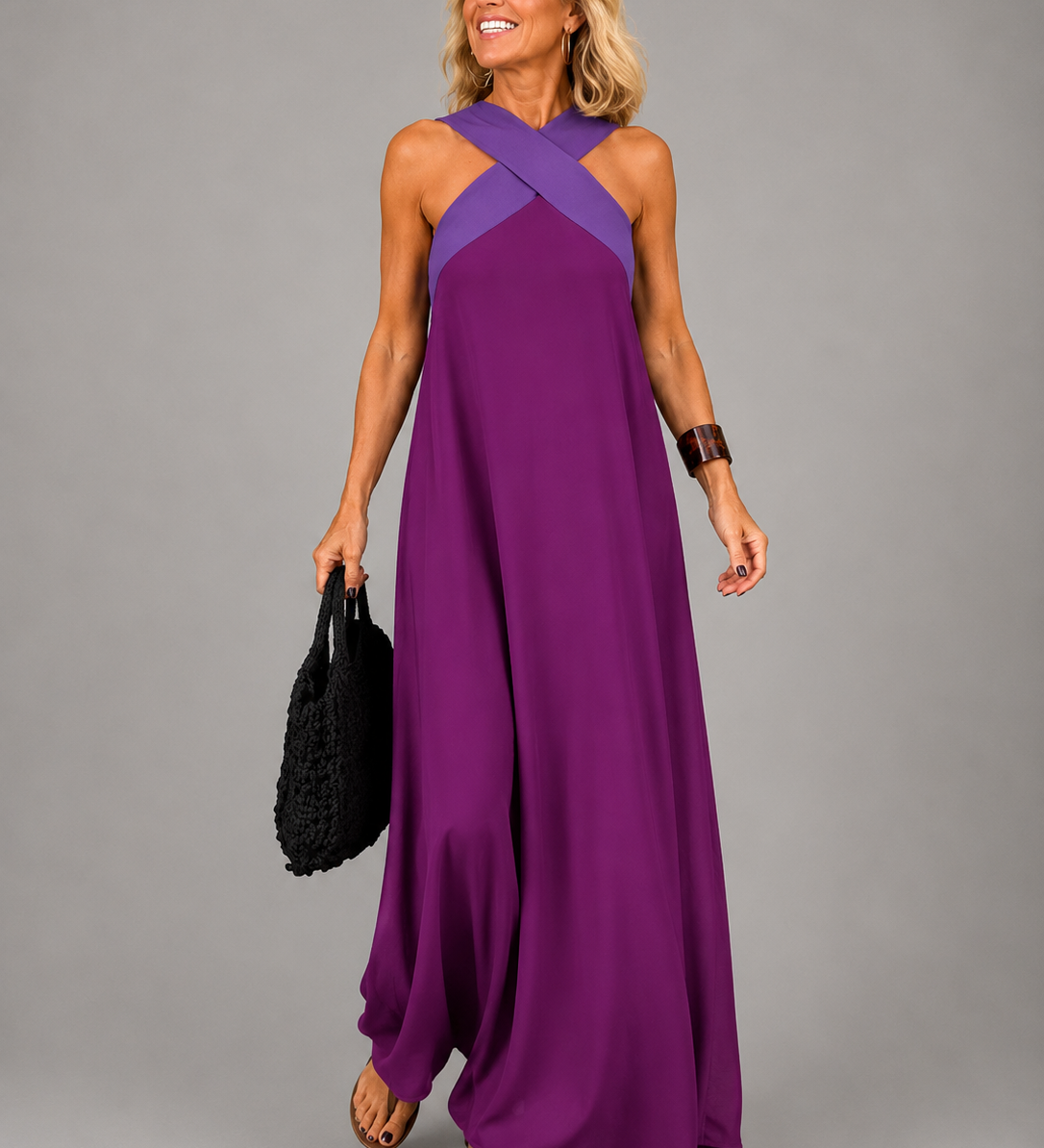 Velora™ | Cross Elegance Maxikleid