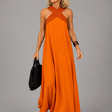 Velora™ | Cross Elegance Maxikleid