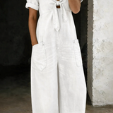 MILA | V-Ausschnitt Denim-Jumpsuit