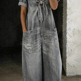 MILA | V-Ausschnitt Denim-Jumpsuit