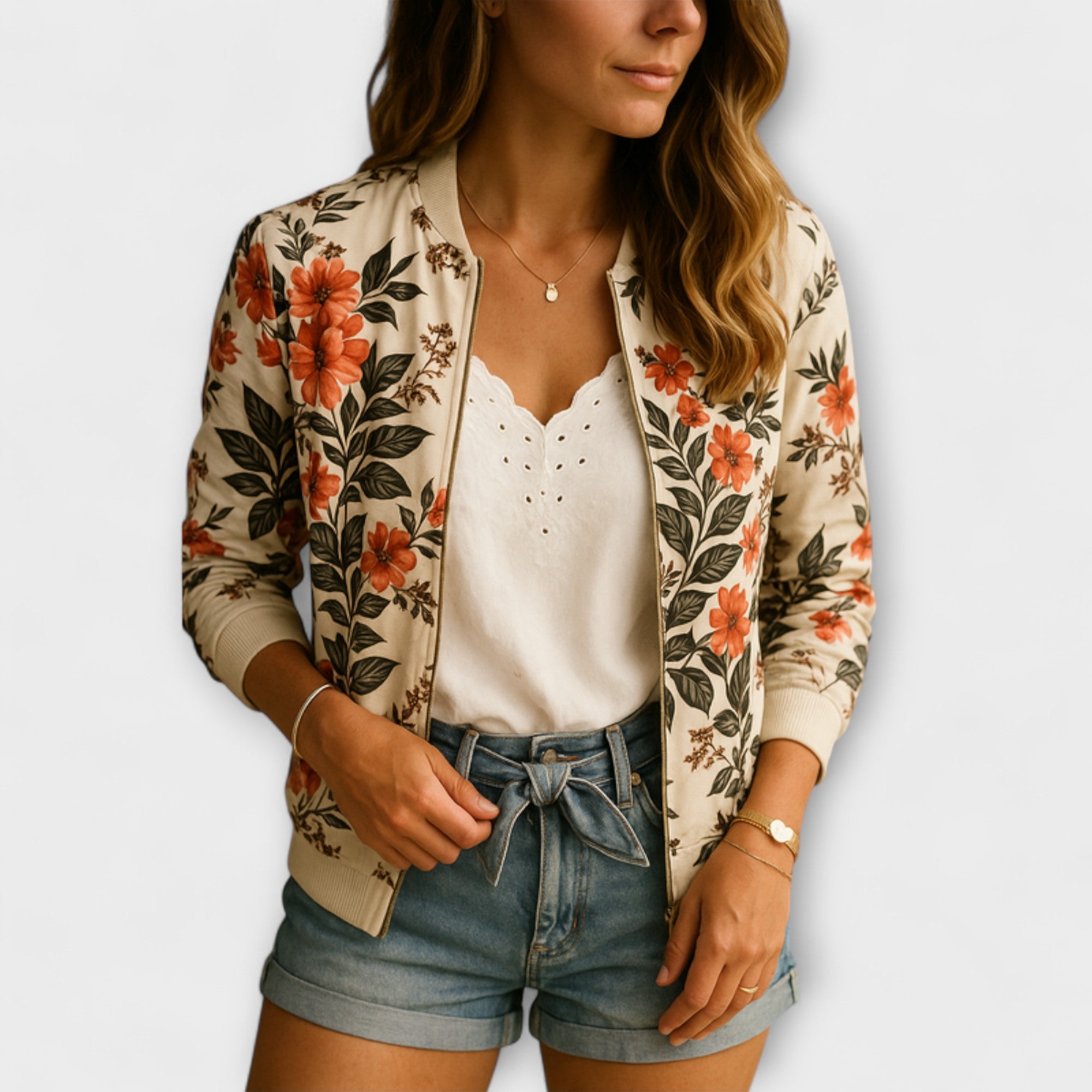 Sommerfeld™ | Kaelin – Stylische Bomberjacke mit Blumenmuster