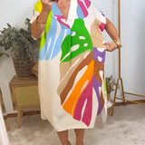 Leafara™ - Lockeres Kleid mit farbenfrohem Blattmuster