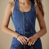 Celia™ | Jeansoverall mit U-Ausschnitt