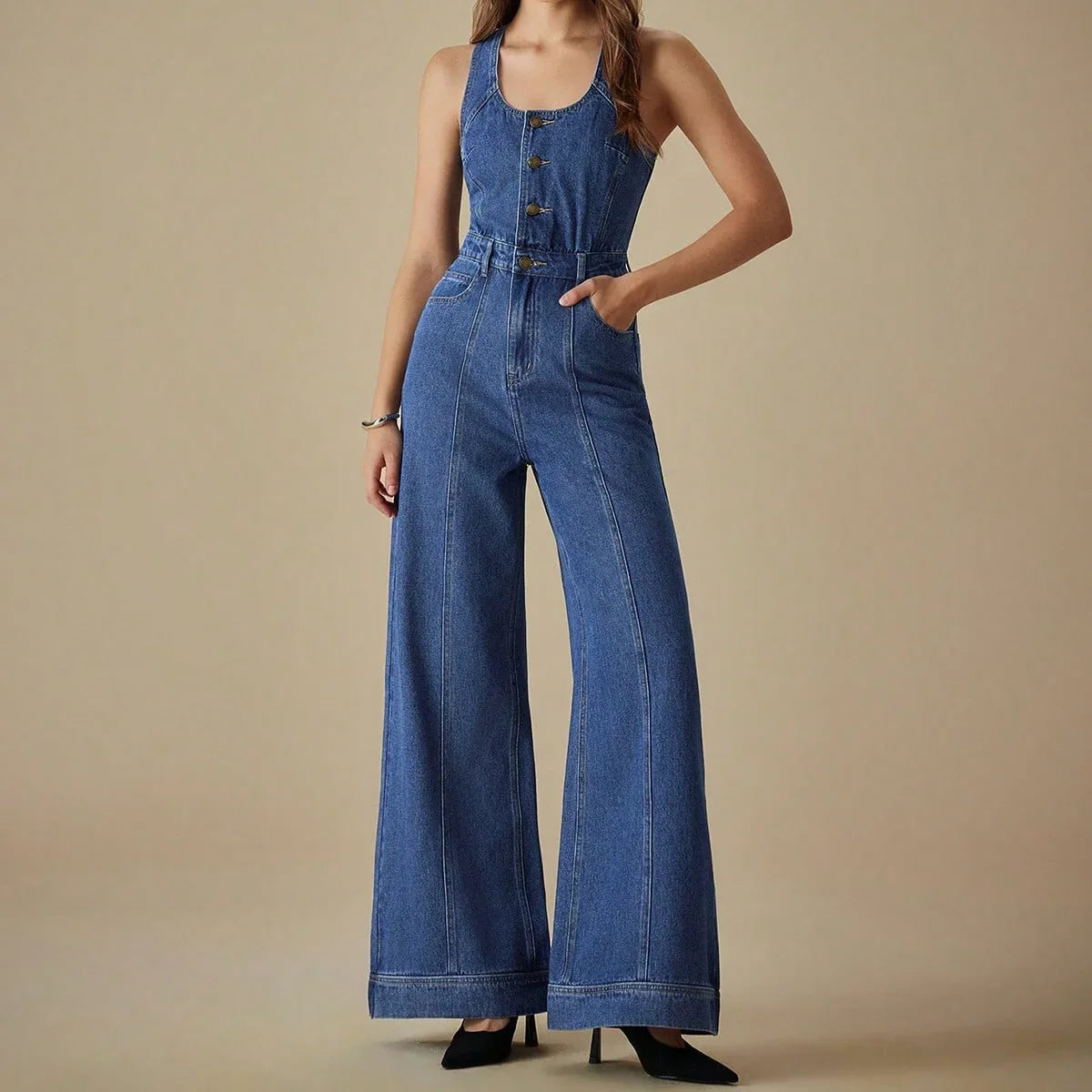Celia™ | Jeansoverall mit U-Ausschnitt