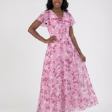 Ismeria | Florales Chiffon Maxikleid